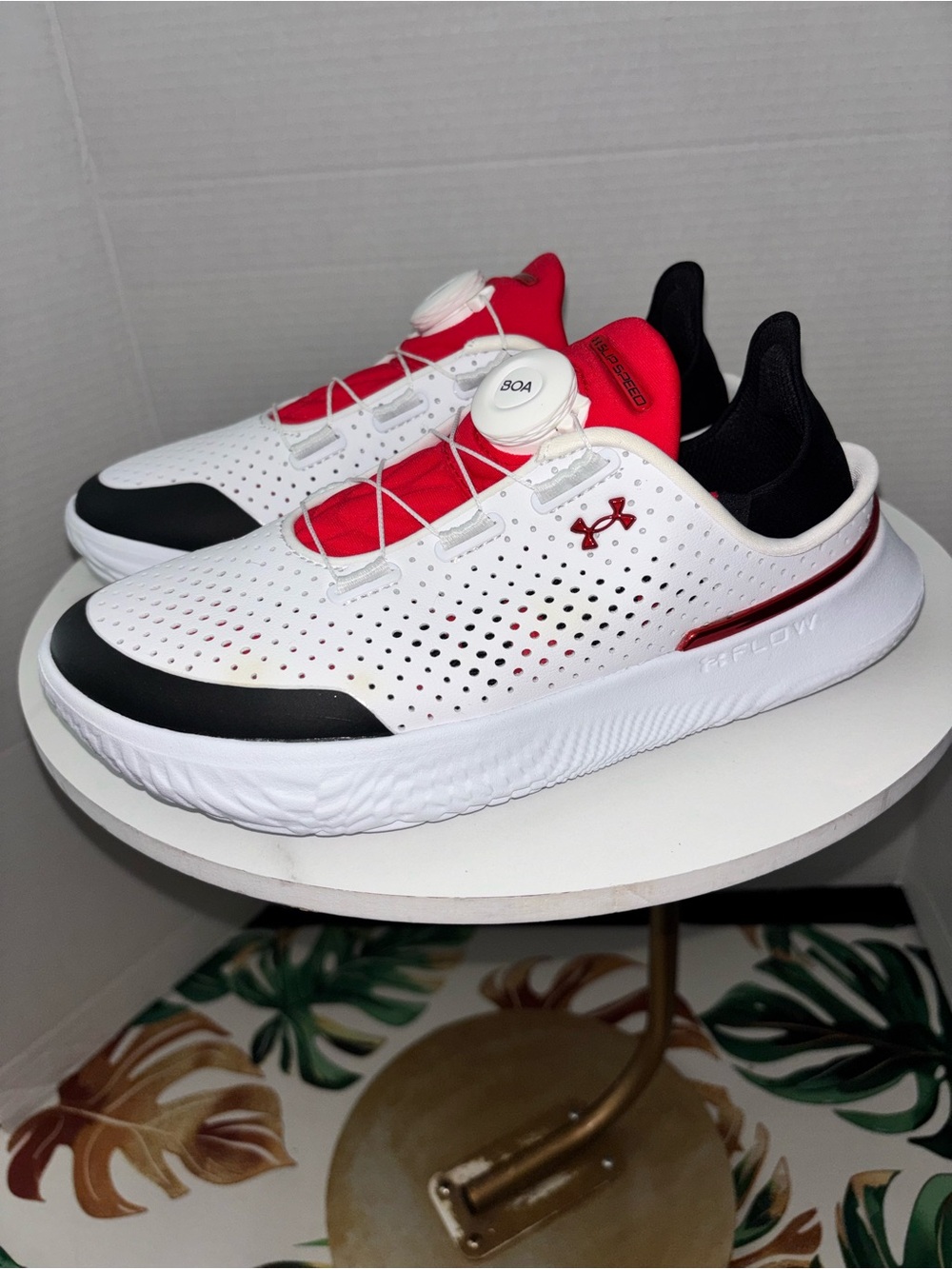 Under Armour Kids White & Red BOA Athletic Sneakers
